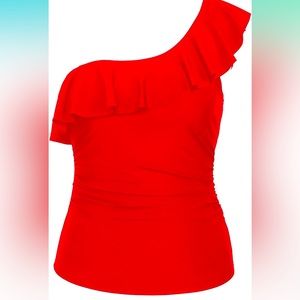 Red ruffle swim suit top xxl